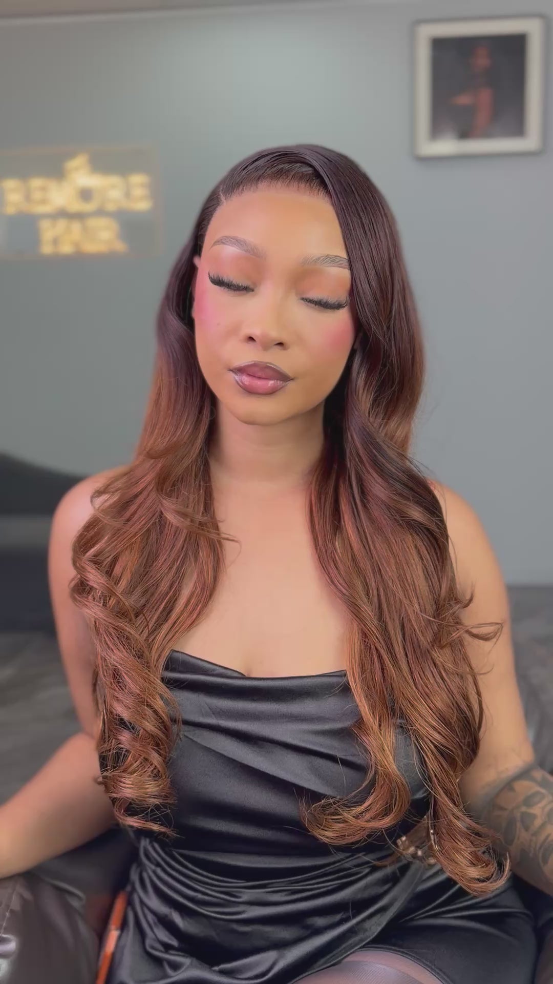 Load video: 30 Inch Ombre Chocolate Brown Straight Frontal Human Hair Wig Video View 