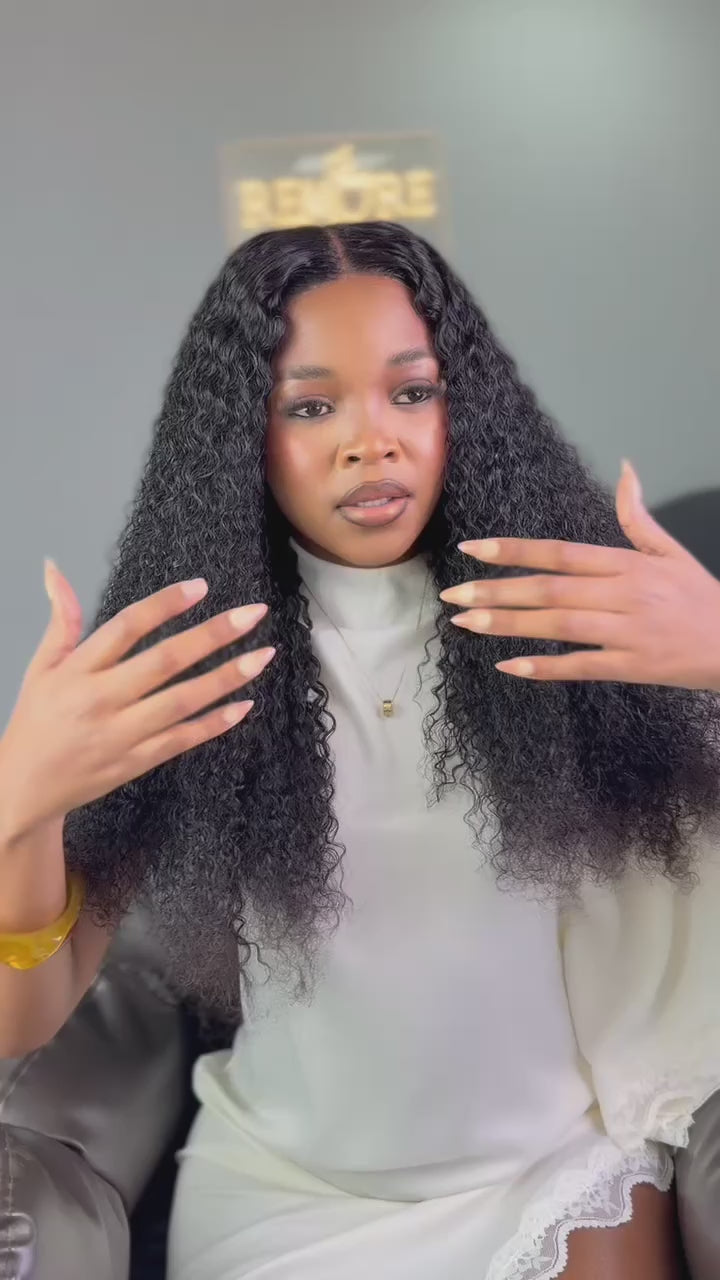 Load video: 24 Inch Wear &amp; Go Kinky Curly Human Hair Wig Video View