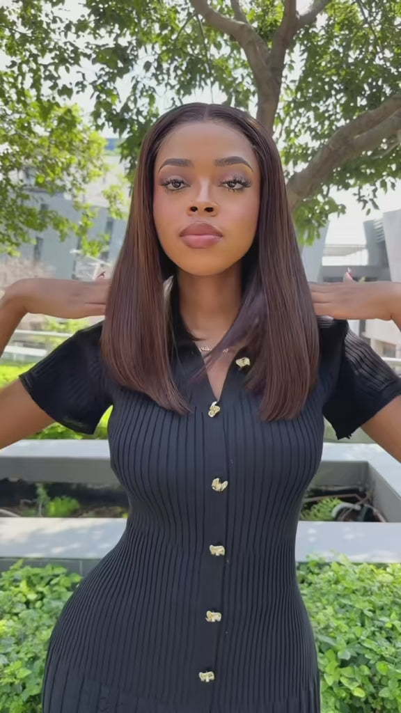 Chocolate Brown Glueless Human Hair Bob Wig Video View