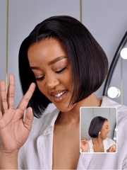 Pre - Bleached Straight Frontal Human Hair Bob Wig